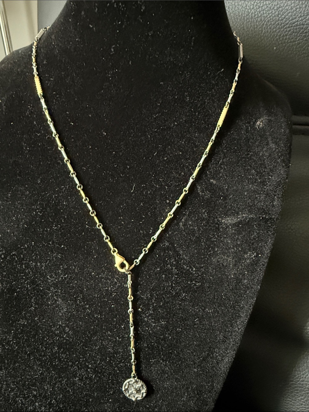 Freida Rothman Signature Tri Tone Pave Station Bar Necklace